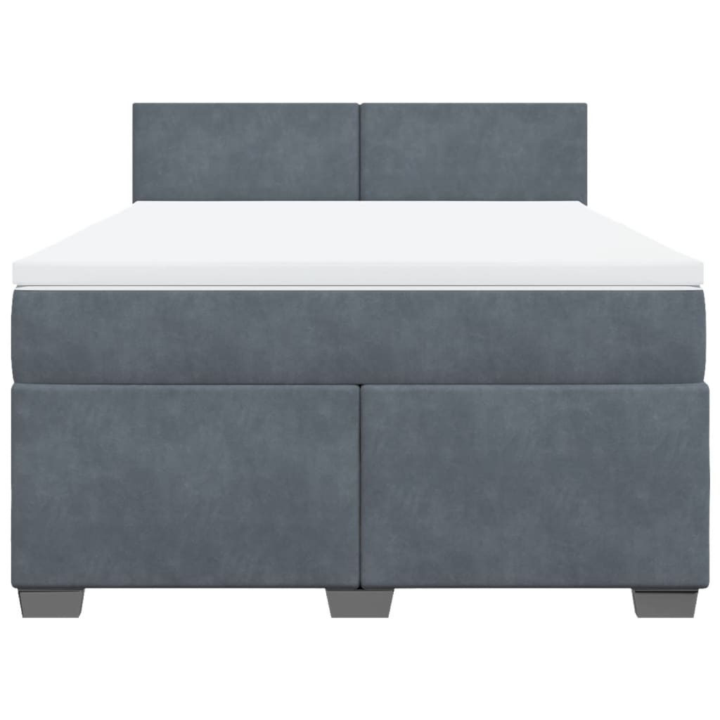 vidaXL Κρεβάτι Boxspring με Στρώμα Σκούρο Γκρι 160x200 εκ. Βελούδινο