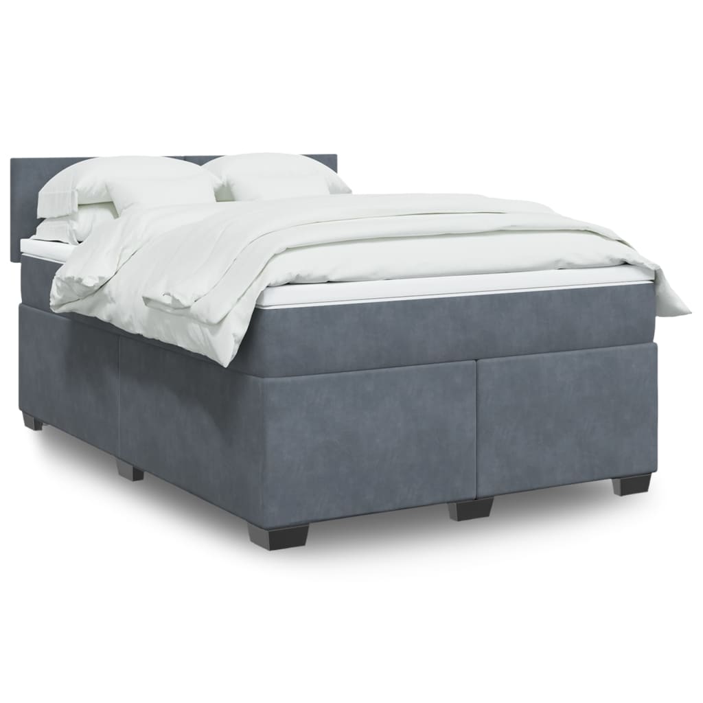 vidaXL Κρεβάτι Boxspring με Στρώμα Σκούρο Γκρι 160x200 εκ. Βελούδινο
