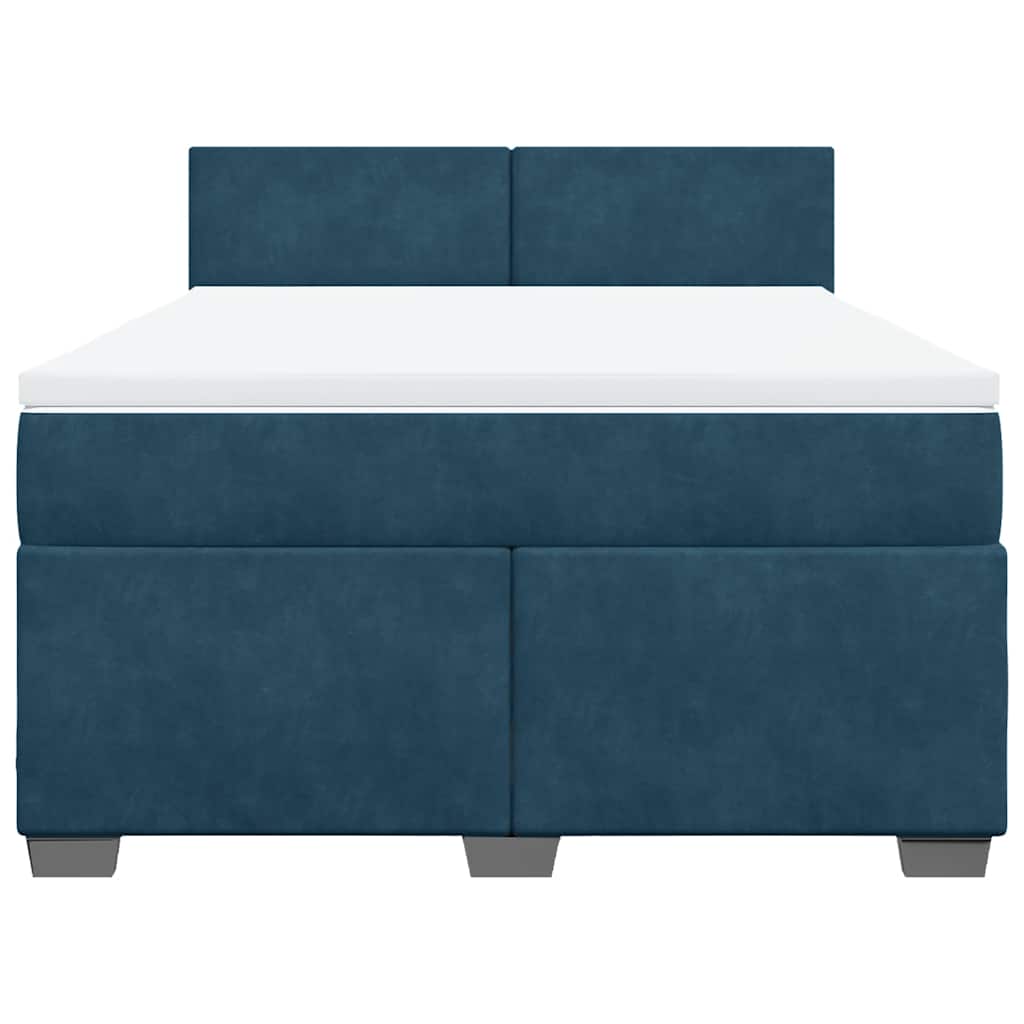 vidaXL Κρεβάτι Boxspring με Στρώμα Μπλε 160x200 εκ. Βελούδινο