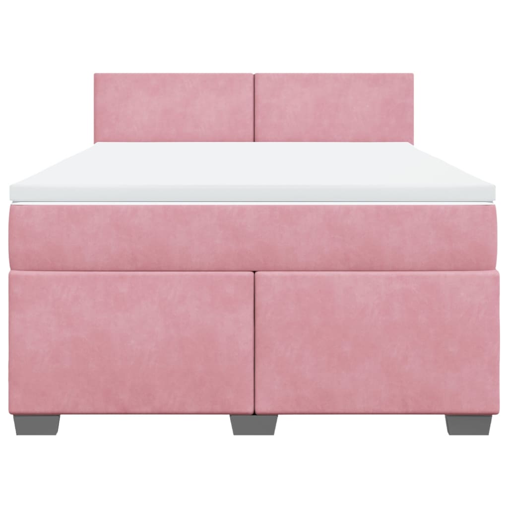 vidaXL Κρεβάτι Boxspring με Στρώμα Ροζ 160x200 εκ. Βελούδινο