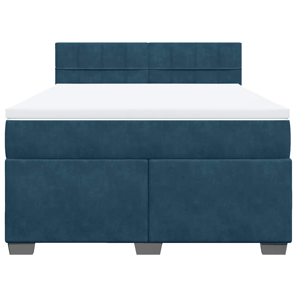 vidaXL Κρεβάτι Boxspring με Στρώμα Μπλε 160x200 εκ. Βελούδινο