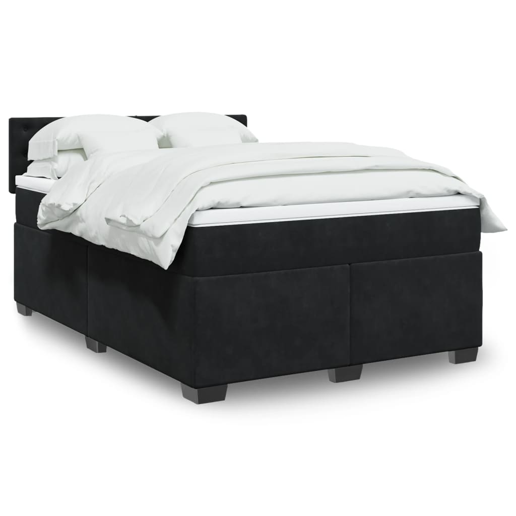 vidaXL Κρεβάτι Boxspring με Στρώμα Μαύρο 160x200 εκ. Βελούδινο