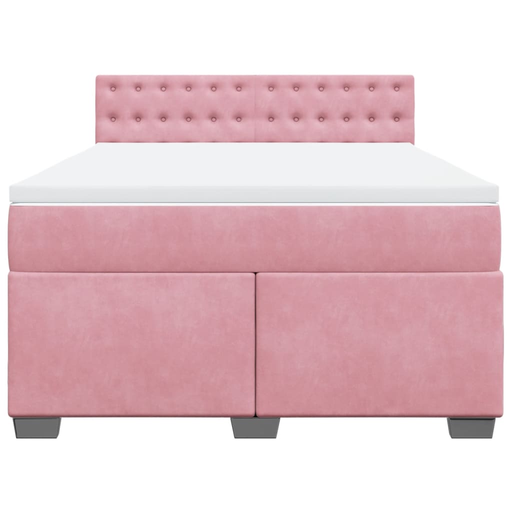 vidaXL Κρεβάτι Boxspring με Στρώμα Ροζ 160x200 εκ. Βελούδινο