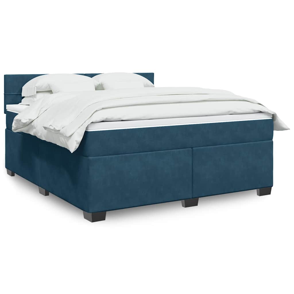 vidaXL Κρεβάτι Boxspring με Στρώμα Μπλε 180x200 εκ. Βελούδινο