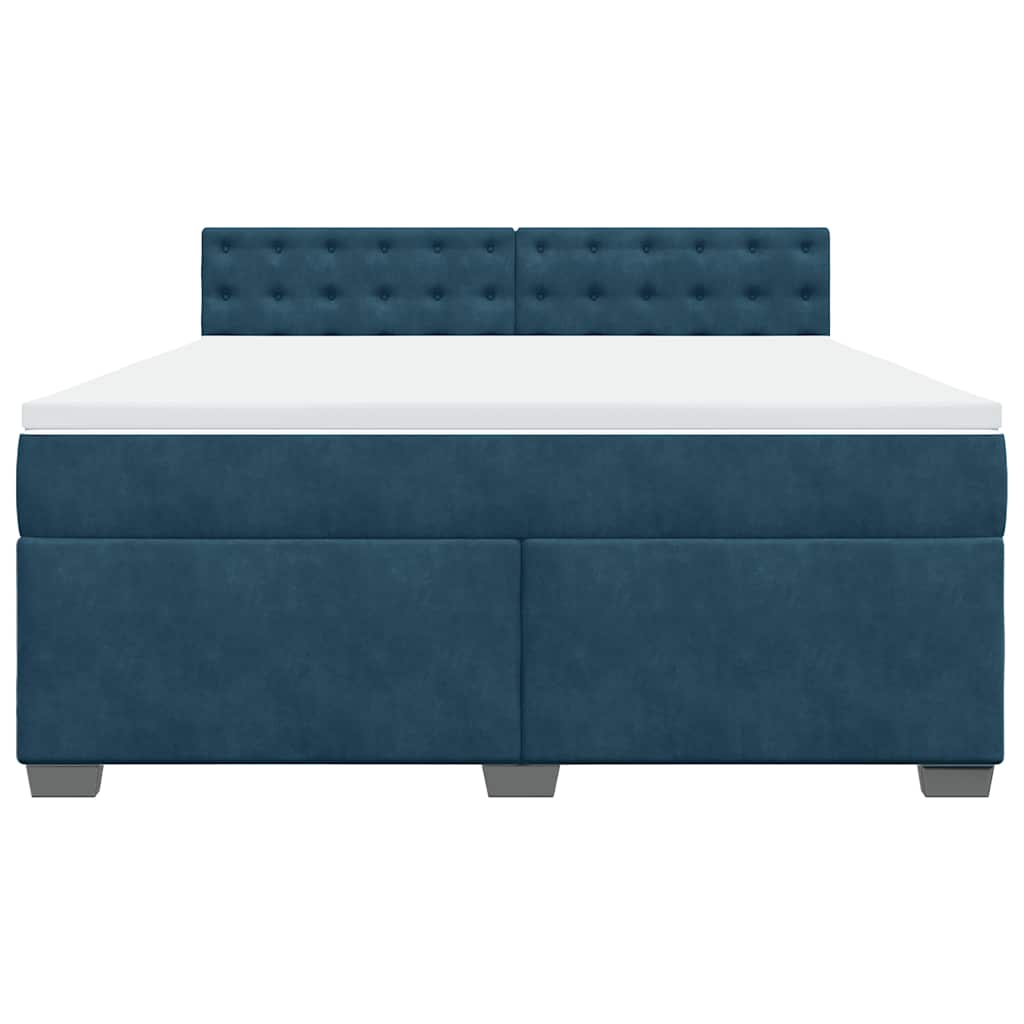 vidaXL Κρεβάτι Boxspring με Στρώμα Μπλε 180x200 εκ. Βελούδινο