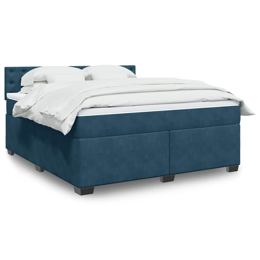 vidaXL Κρεβάτι Boxspring με Στρώμα Μπλε 180x200 εκ. Βελούδινο