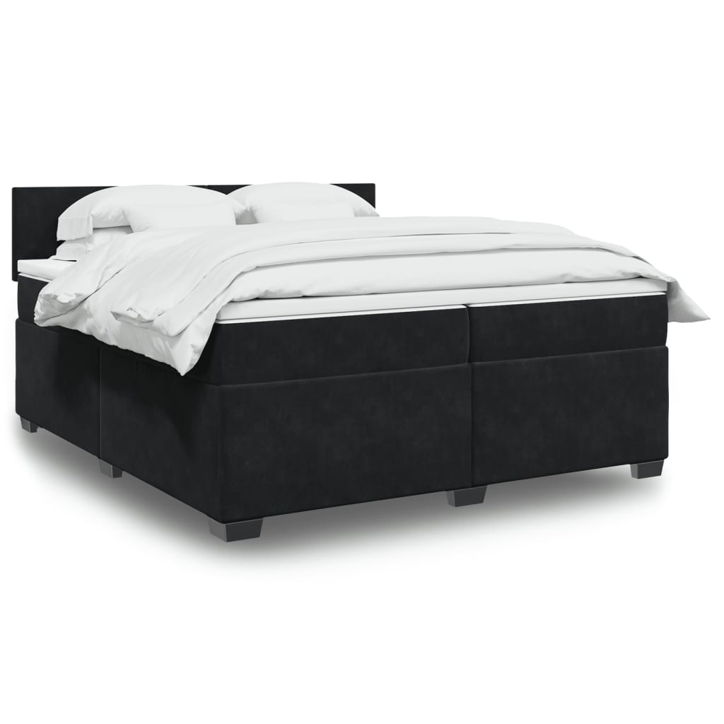 vidaXL Κρεβάτι Boxspring με Στρώμα Μαύρο 200x200 εκ. Βελούδινο