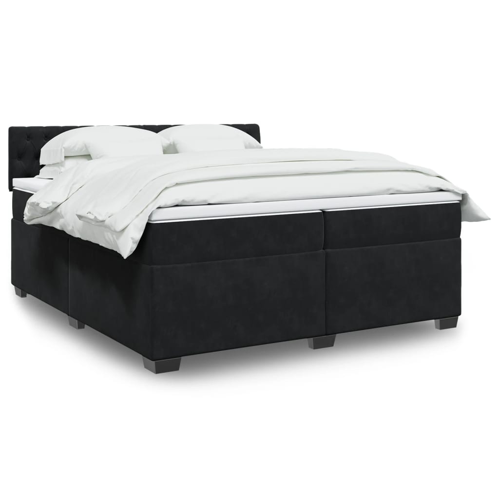 vidaXL Κρεβάτι Boxspring με Στρώμα Μαύρο 200x200 εκ. Βελούδινο