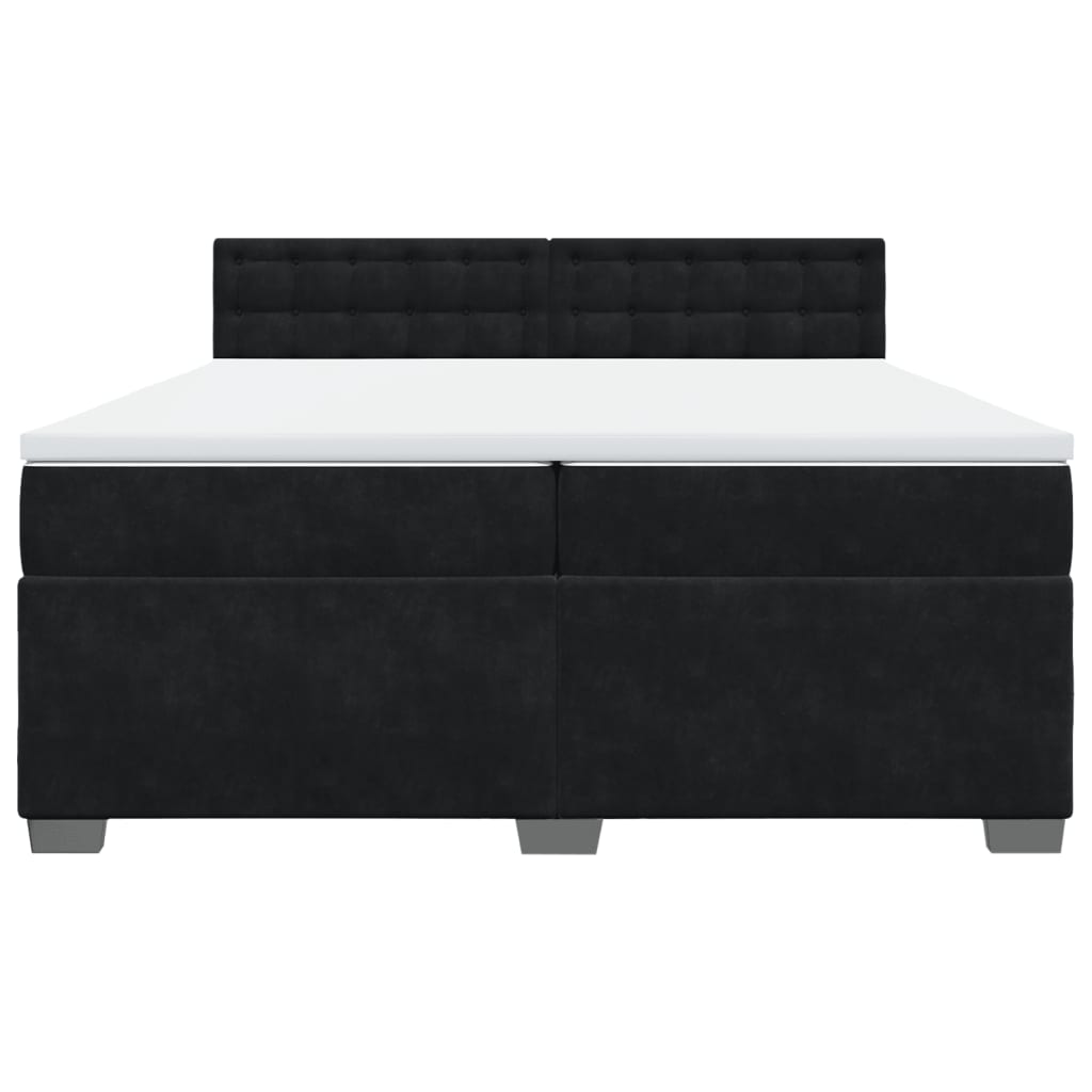 vidaXL Κρεβάτι Boxspring με Στρώμα Μαύρο 200x200 εκ. Βελούδινο