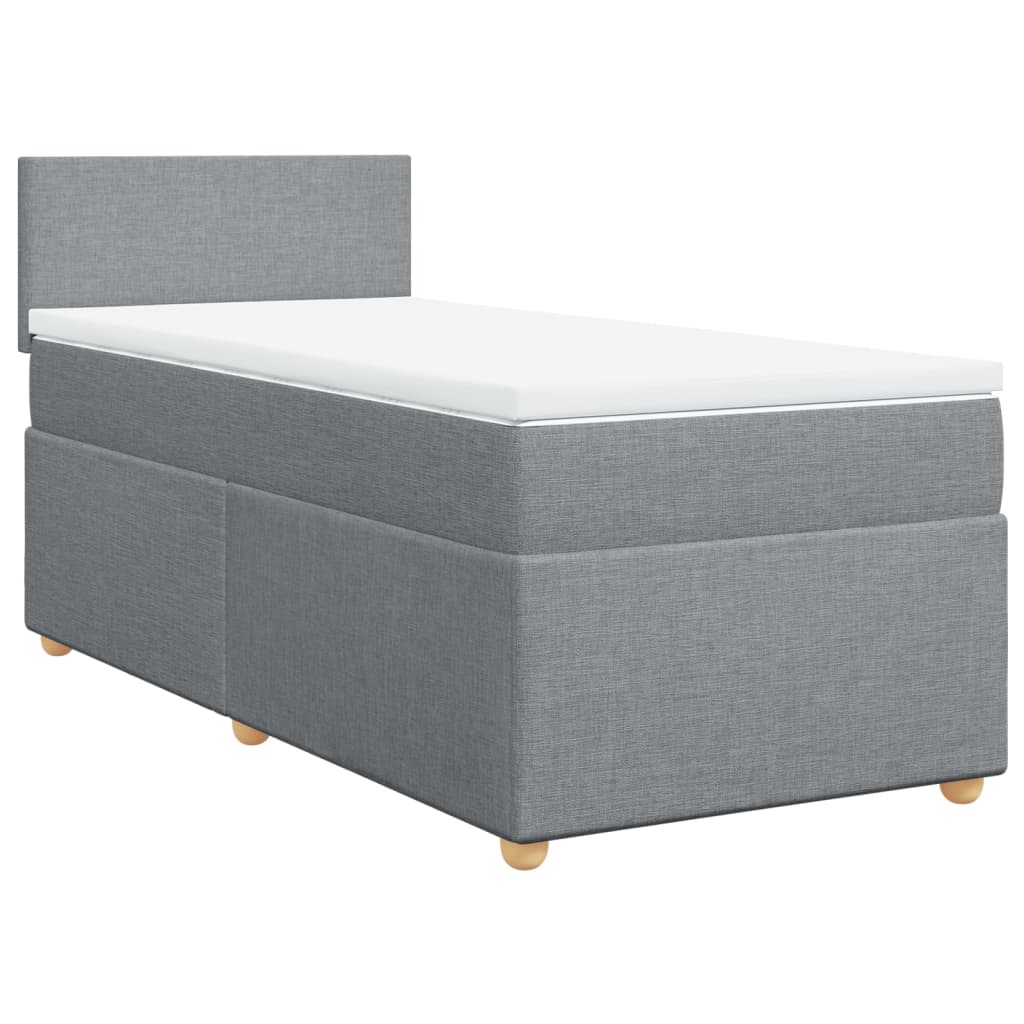 vidaXL Κρεβάτι Boxspring με Στρώμα Ανοιχτό Γκρι 90x190 εκ. Υφασμάτινο