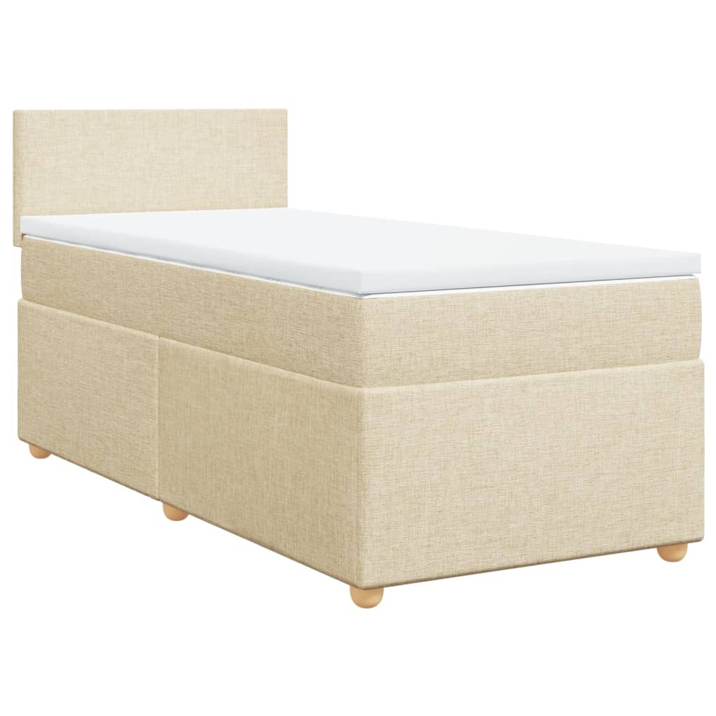 vidaXL Κρεβάτι Boxspring με Στρώμα Κρεμ 90x190 εκ.Υφασμάτινο