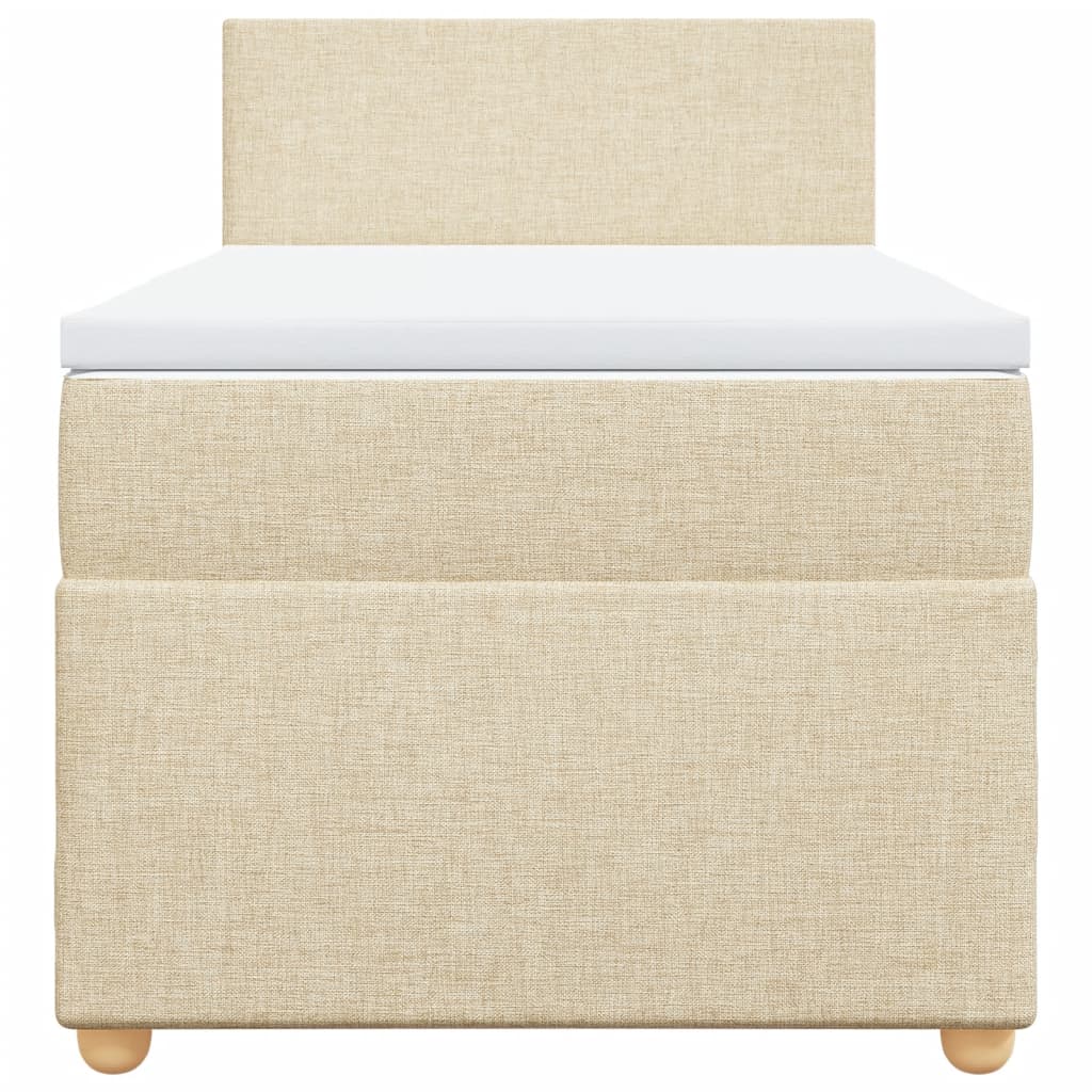 vidaXL Κρεβάτι Boxspring με Στρώμα Κρεμ 90x190 εκ.Υφασμάτινο