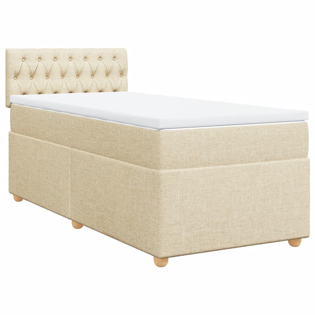 vidaXL Κρεβάτι Boxspring με Στρώμα Κρεμ 90x190 εκ.Υφασμάτινο