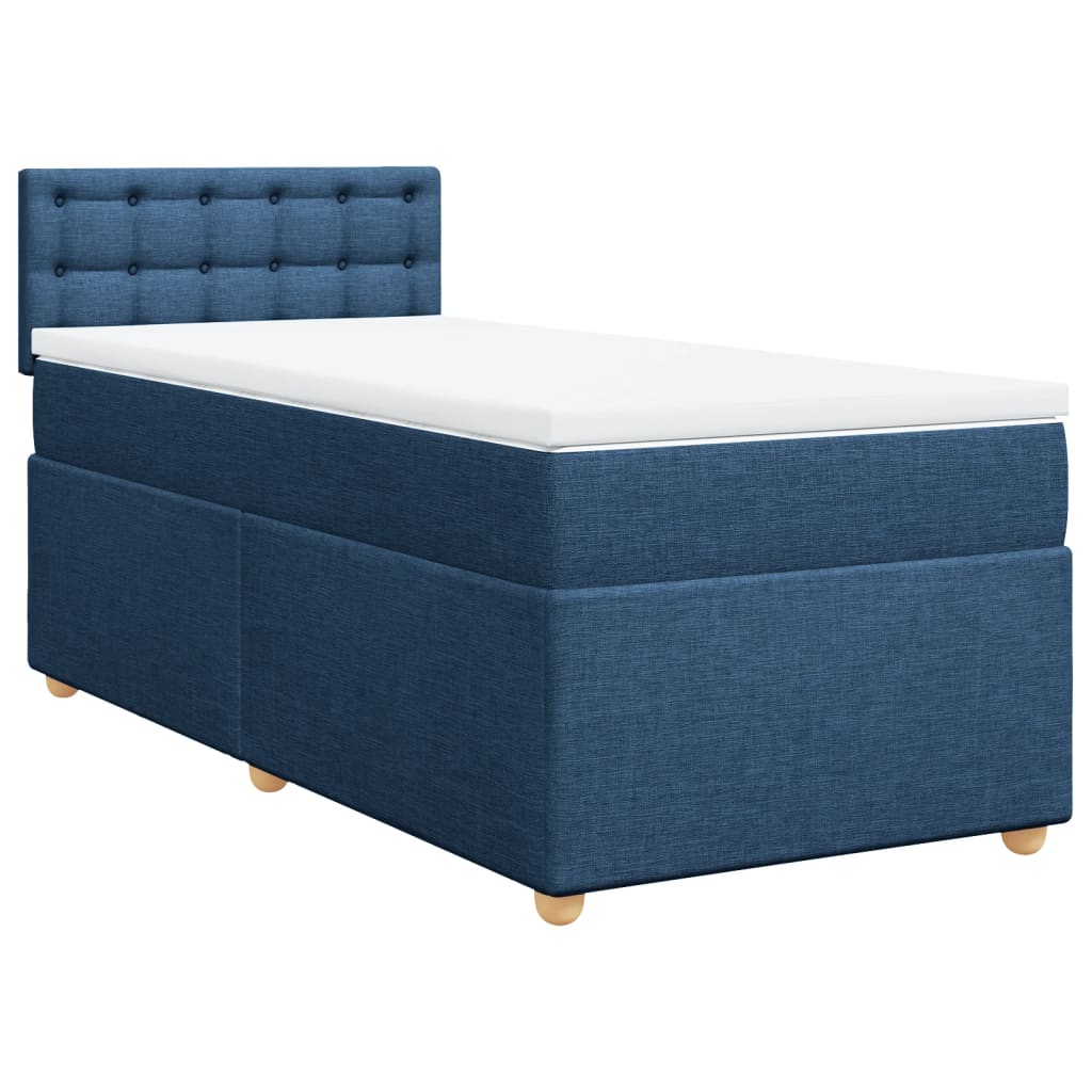vidaXL Κρεβάτι Boxspring με Στρώμα Μπλε 90x190 εκ.Υφασμάτινο