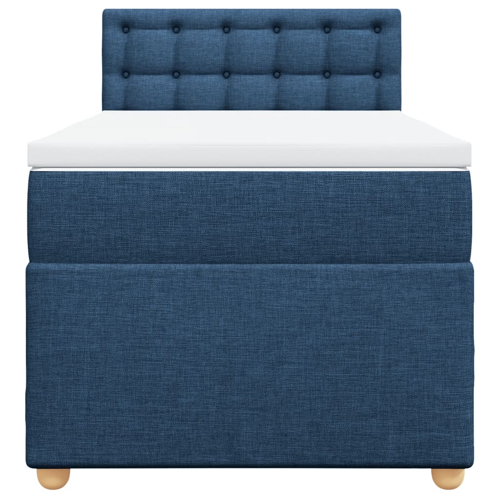 vidaXL Κρεβάτι Boxspring με Στρώμα Μπλε 90x190 εκ.Υφασμάτινο