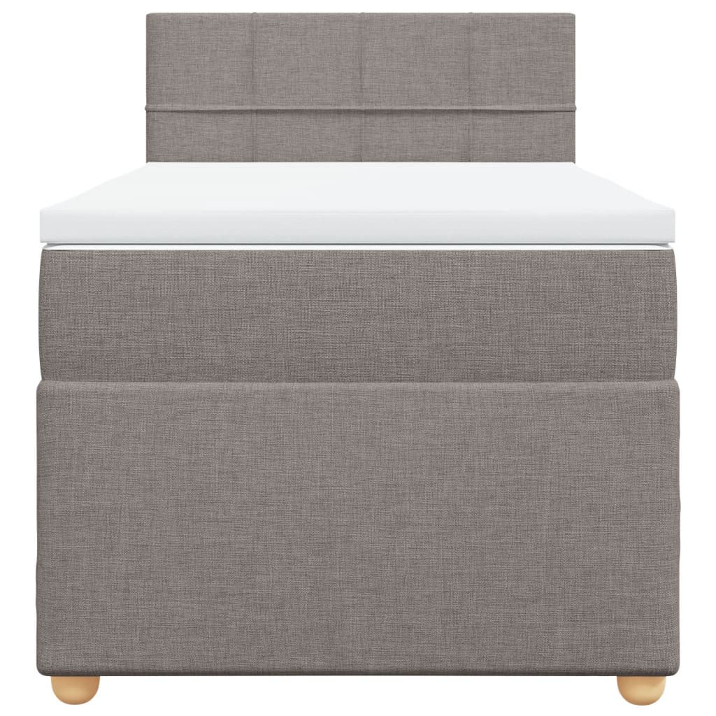 vidaXL Κρεβάτι Boxspring με Στρώμα Taupe 90x200 εκ. Υφασμάτινο