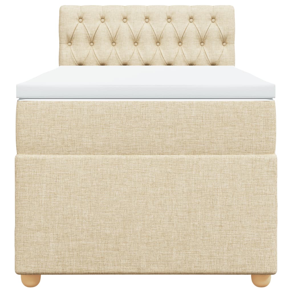 vidaXL Κρεβάτι Boxspring με Στρώμα Κρεμ 90x200 εκ.Υφασμάτινο