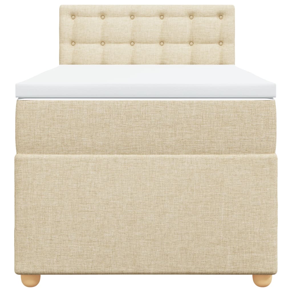 vidaXL Κρεβάτι Boxspring με Στρώμα Κρεμ 90x200 εκ.Υφασμάτινο