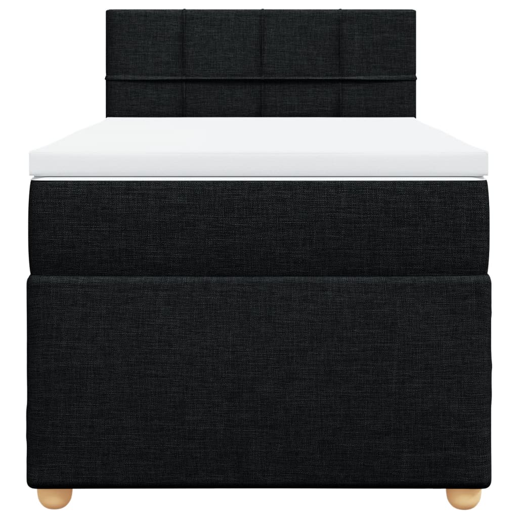 vidaXL Κρεβάτι Boxspring με Στρώμα Μαύρο 100 x 200 εκ. Υφασμάτινο