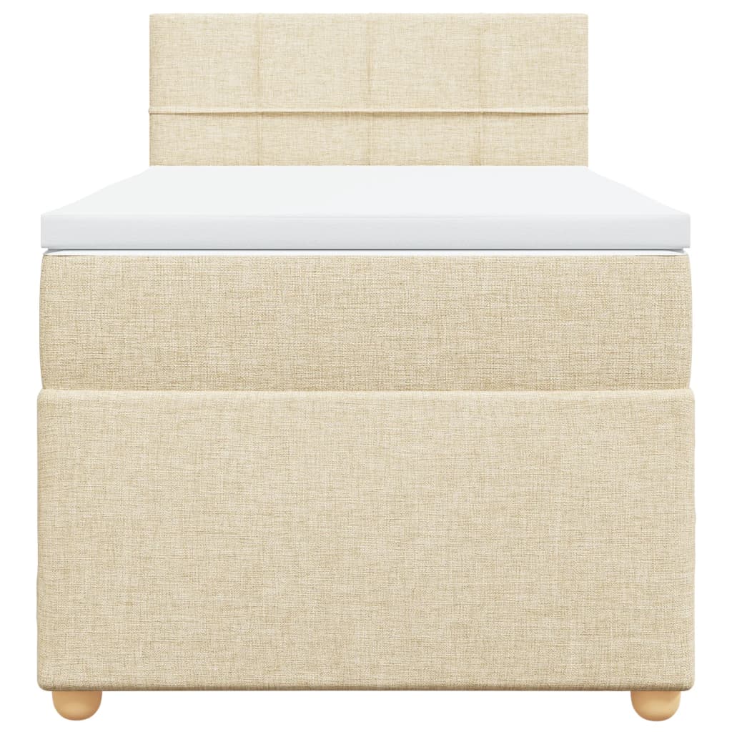 vidaXL Κρεβάτι Boxspring με Στρώμα Κρεμ 100 x 200 εκ. Υφασμάτινο