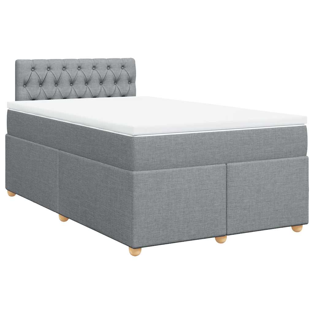 vidaXL Κρεβάτι Boxspring με Στρώμα Ανοιχτό Γκρι 120x190 εκ. Υφασμάτινο