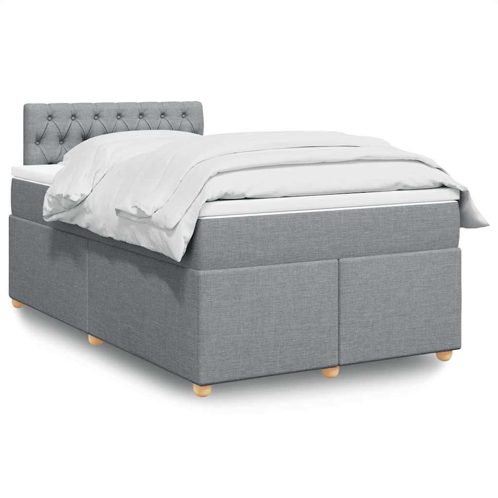 vidaXL Κρεβάτι Boxspring με Στρώμα Ανοιχτό Γκρι 120x190 εκ. Υφασμάτινο