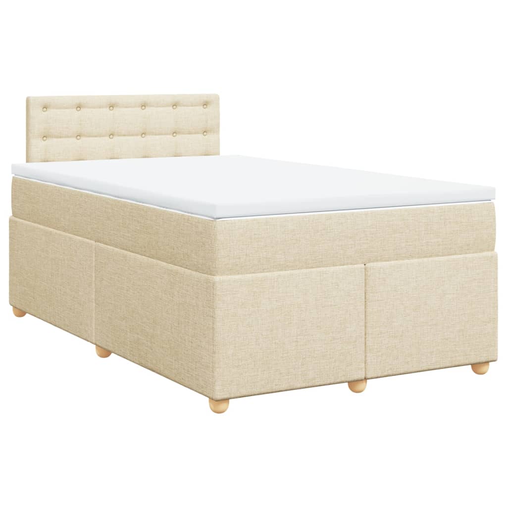 vidaXL Κρεβάτι Boxspring με Στρώμα Κρεμ 120x190 εκ. Υφασμάτινο