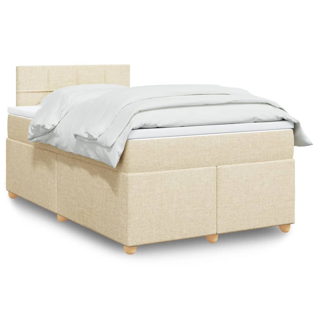 vidaXL Κρεβάτι Boxspring με Στρώμα Κρεμ 120x200 εκ. Υφασμάτινο