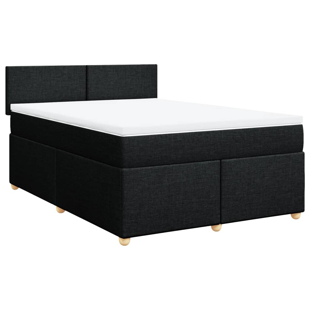 vidaXL Κρεβάτι Boxspring με Στρώμα Μαύρο 140x190 εκ. Υφασμάτινο