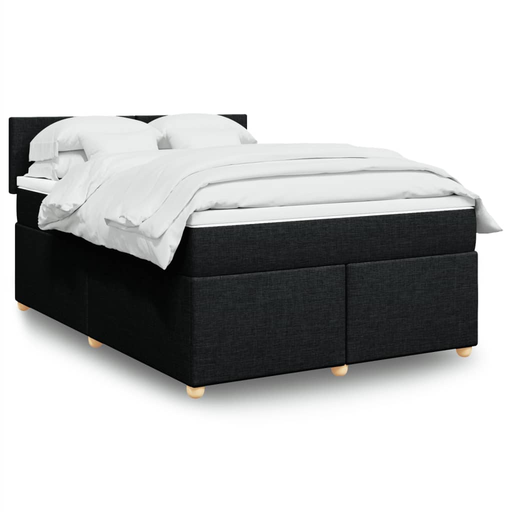 vidaXL Κρεβάτι Boxspring με Στρώμα Μαύρο 140x190 εκ. Υφασμάτινο