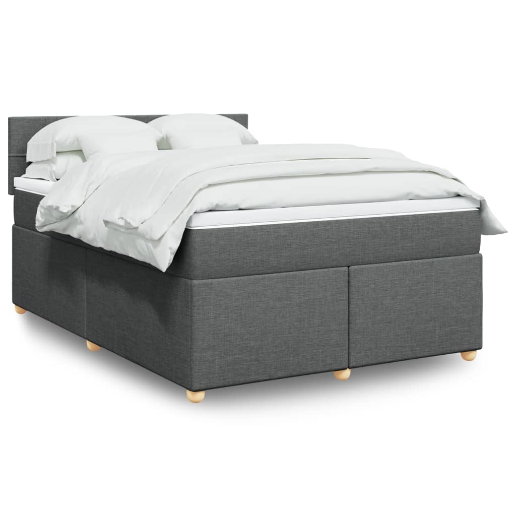 vidaXL Κρεβάτι Boxspring με Στρώμα Σκούρο Γκρι 140x200 εκ Υφασμάτινο