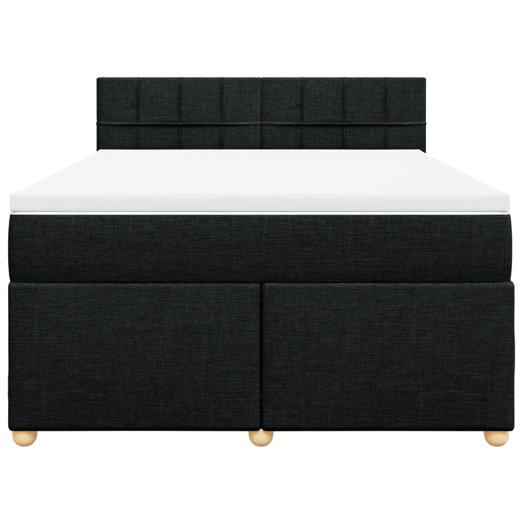 vidaXL Κρεβάτι Boxspring με Στρώμα Μαύρο 140x200 εκ. Υφασμάτινο