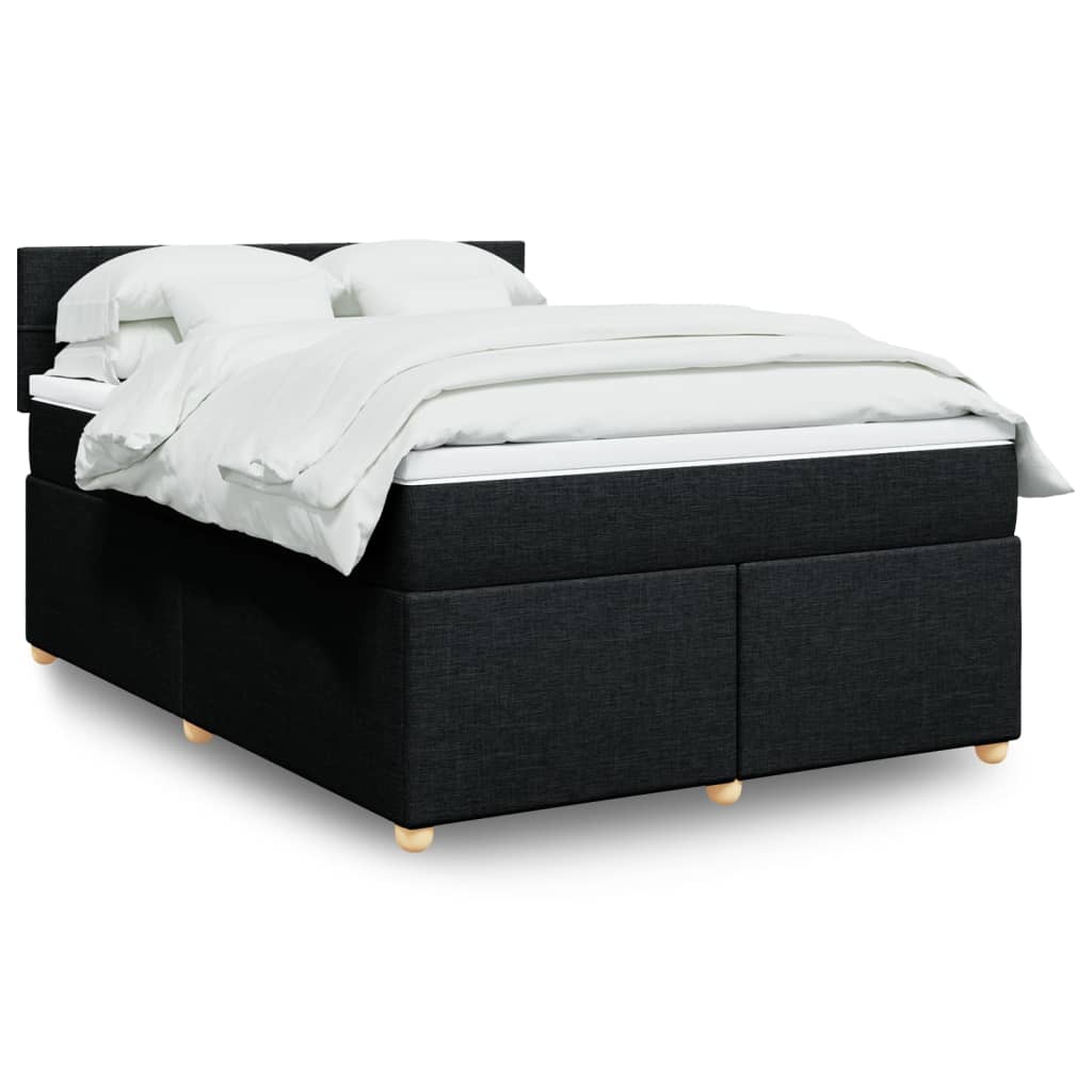 vidaXL Κρεβάτι Boxspring με Στρώμα Μαύρο 140x200 εκ. Υφασμάτινο