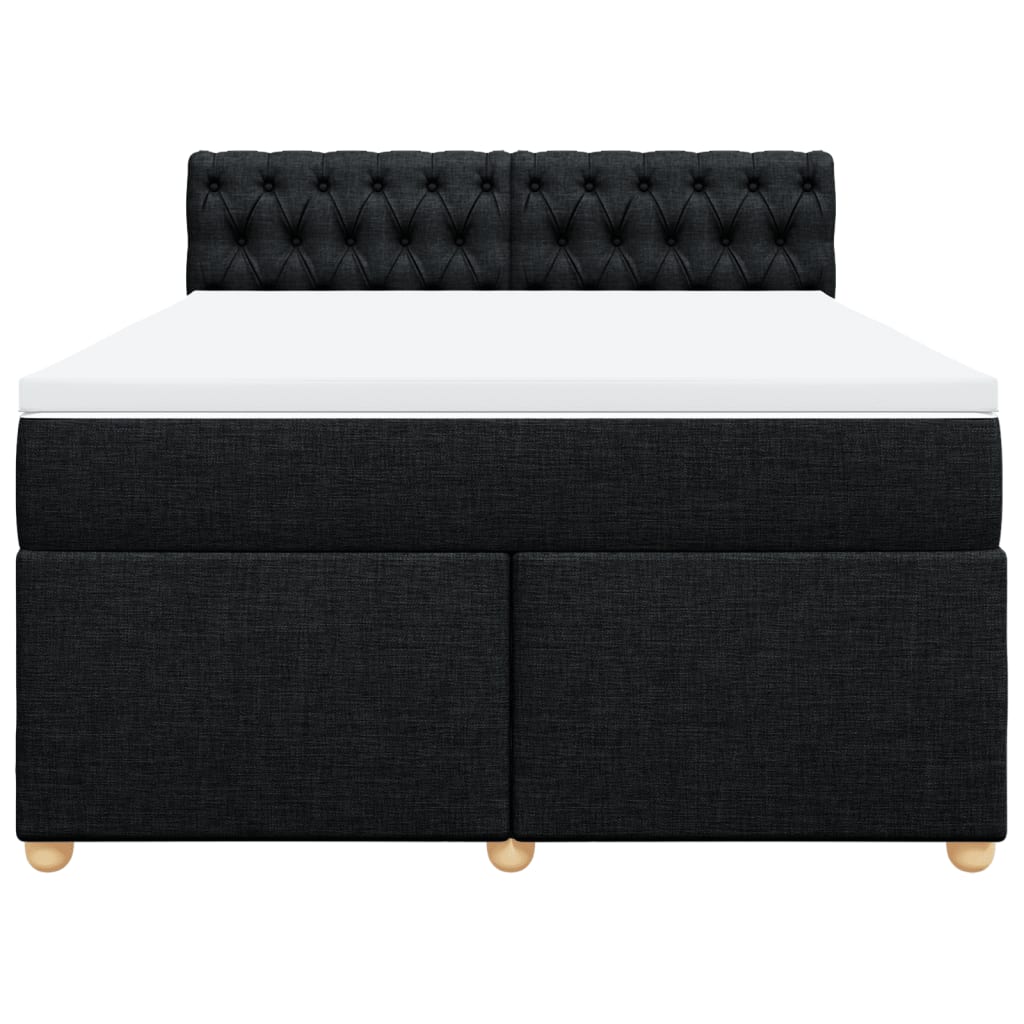 vidaXL Κρεβάτι Boxspring με Στρώμα Μαύρο 160x200 εκ. Υφασμάτινο
