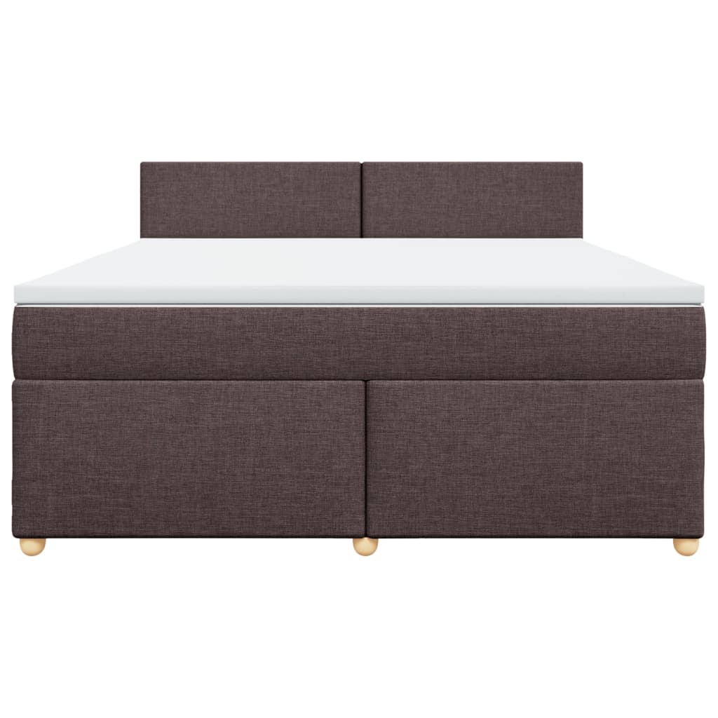 vidaXL Κρεβάτι Boxspring με Στρώμα Σκούρο Καφέ 180x200 εκ Υφασμάτινο