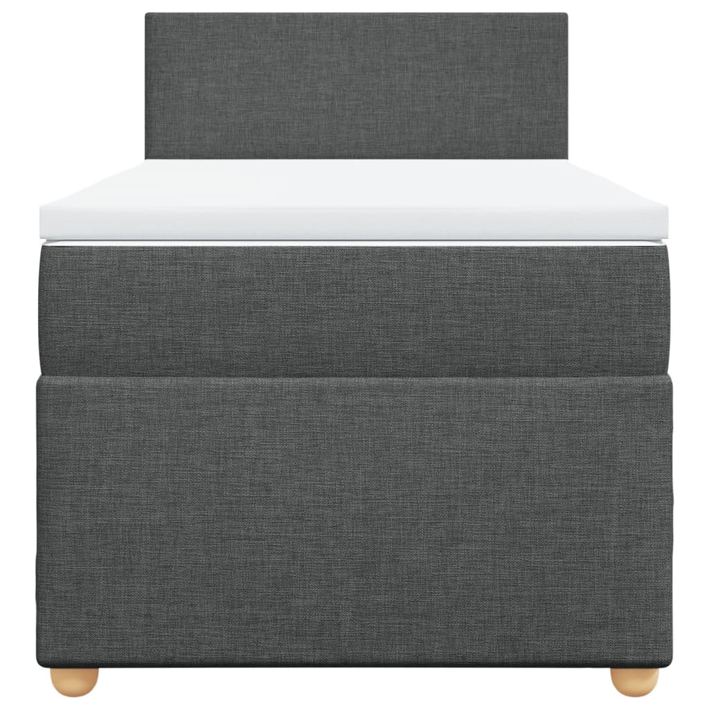 vidaXL Κρεβάτι Boxspring με Στρώμα Σκούρο Γκρι Single Υφασμάτινα