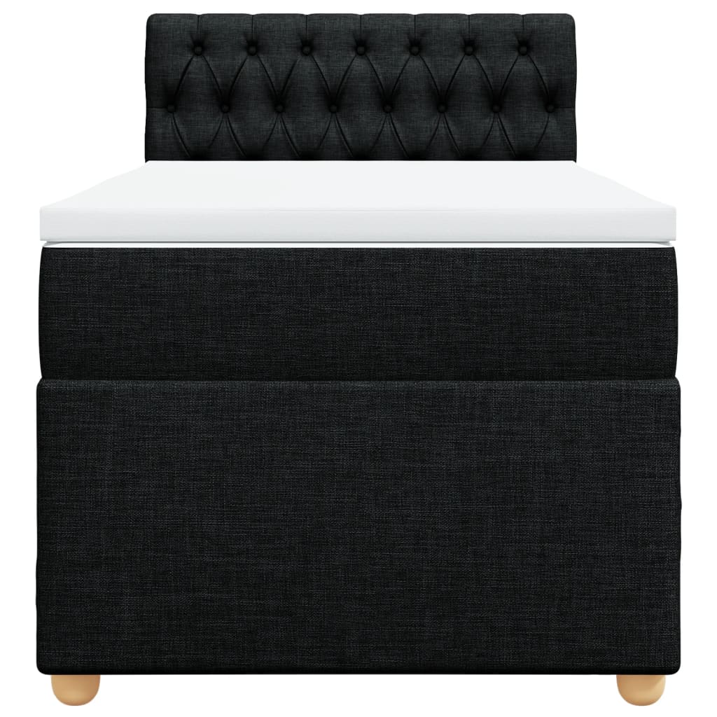 vidaXL Κρεβάτι Boxspring με Στρώμα Μαύρο Single Υφασμάτινα