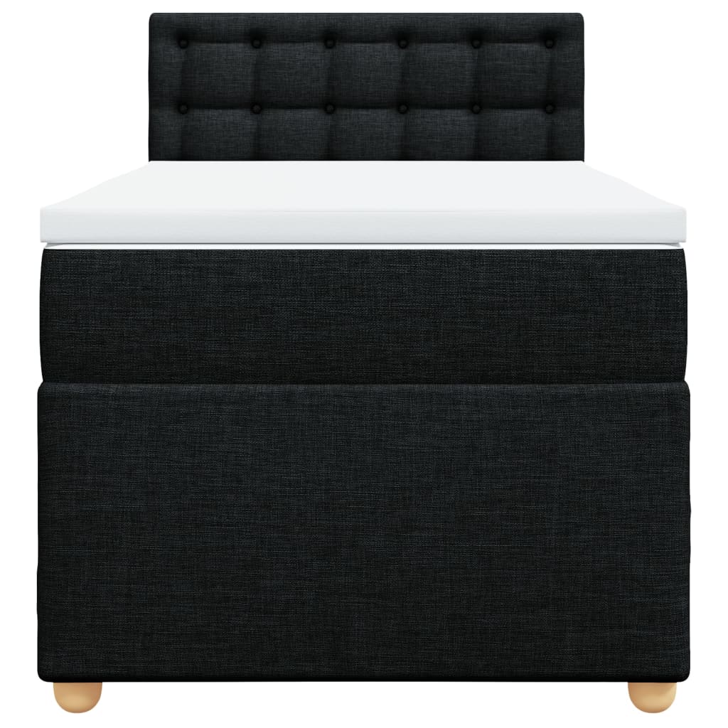 vidaXL Κρεβάτι Boxspring με Στρώμα Μαύρο Single Υφασμάτινα