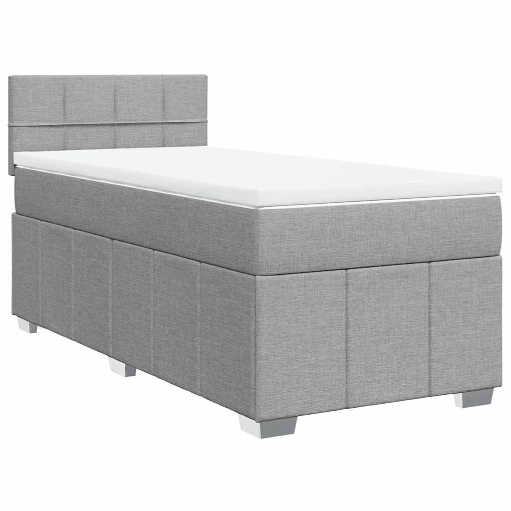 vidaXL Κρεβάτι Boxspring με Στρώμα Ανοιχτό Γκρι 80x200 εκ. Υφασμάτινο