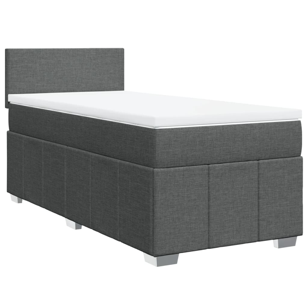vidaXL Κρεβάτι Boxspring με Στρώμα Σκούρο Γκρι 90x200 εκ. Υφασμάτινο