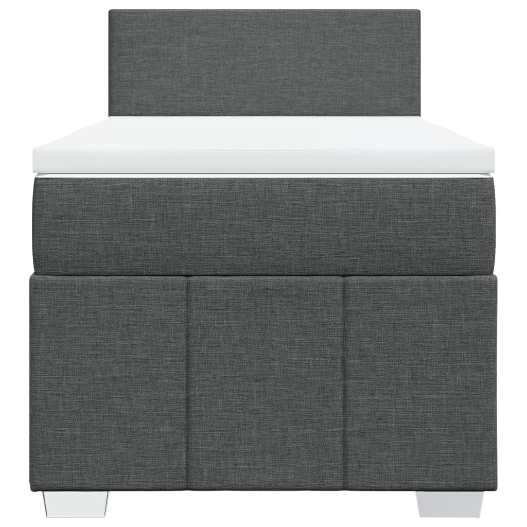 vidaXL Κρεβάτι Boxspring με Στρώμα Σκούρο Γκρι 90x200 εκ. Υφασμάτινο