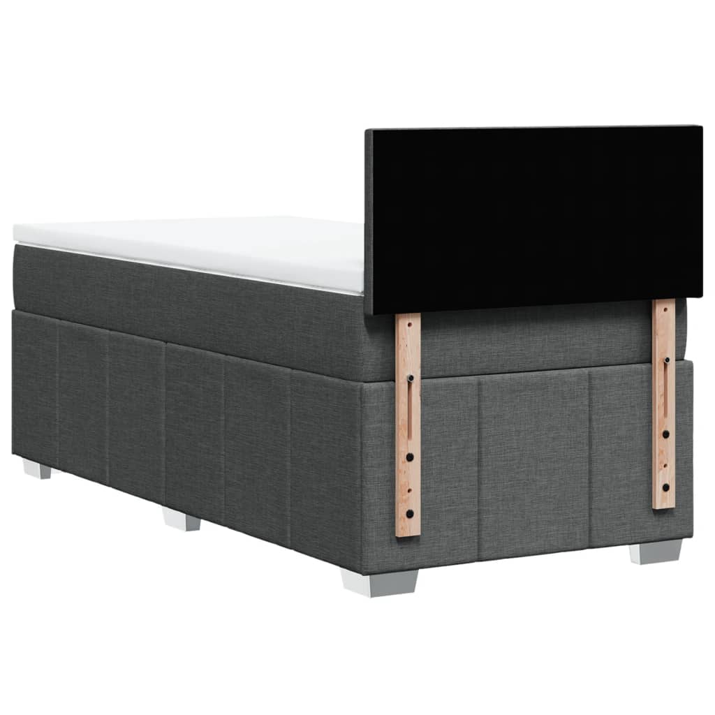 vidaXL Κρεβάτι Boxspring με Στρώμα Σκούρο Γκρι 90x200 εκ. Υφασμάτινο
