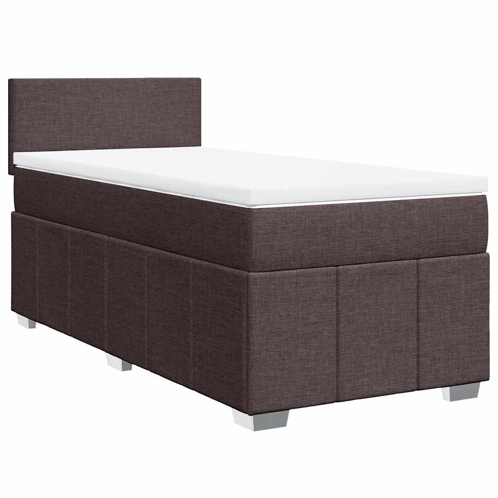vidaXL Κρεβάτι Boxspring με Στρώμα Σκούρο Καφέ 90x200 εκ. Υφασμάτινο