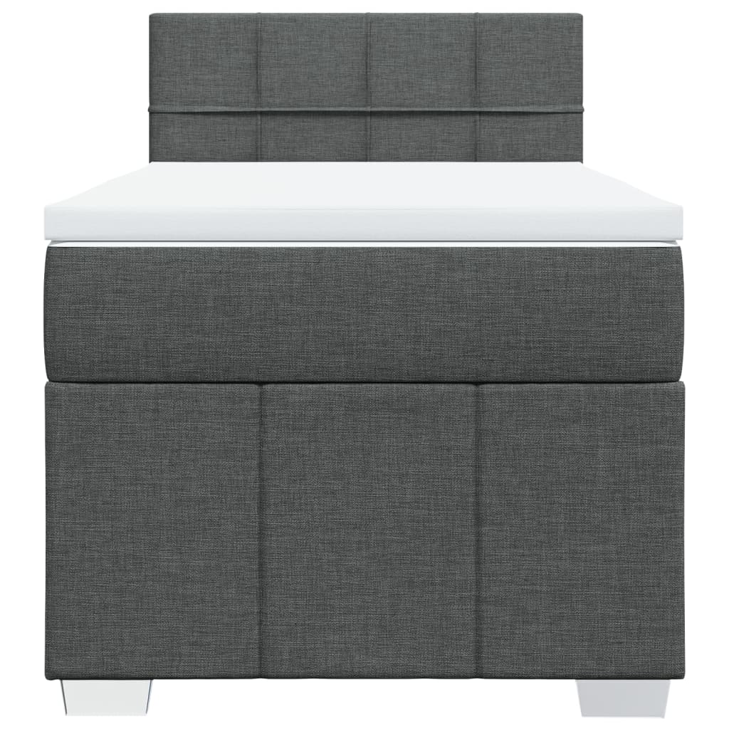 vidaXL Κρεβάτι Boxspring με Στρώμα Σκούρο Γκρι 90x200 εκ. Υφασμάτινο