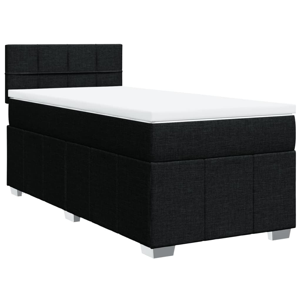 vidaXL Κρεβάτι Boxspring με Στρώμα Μαύρο 90x200 εκ. Υφασμάτινο