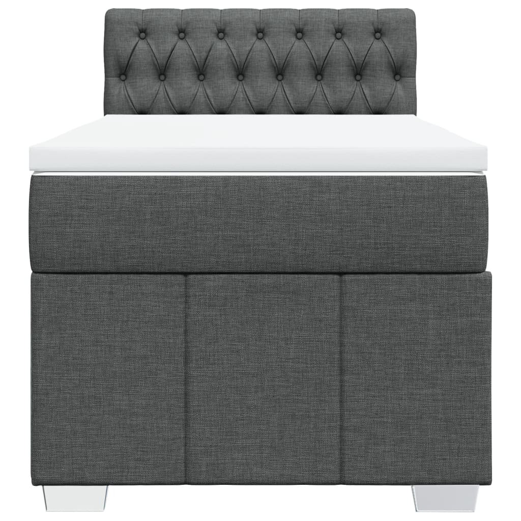 vidaXL Κρεβάτι Boxspring με Στρώμα Σκούρο Γκρι 90x200 εκ. Υφασμάτινο