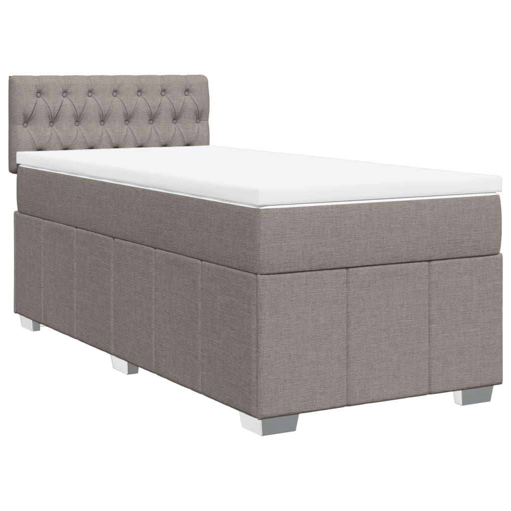 vidaXL Κρεβάτι Boxspring με Στρώμα Taupe 100 x 200 εκ. Υφασμάτινο