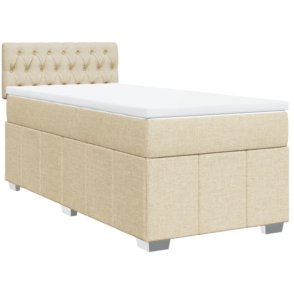 vidaXL Κρεβάτι Boxspring με Στρώμα Κρεμ 100 x 200 εκ. Υφασμάτινο