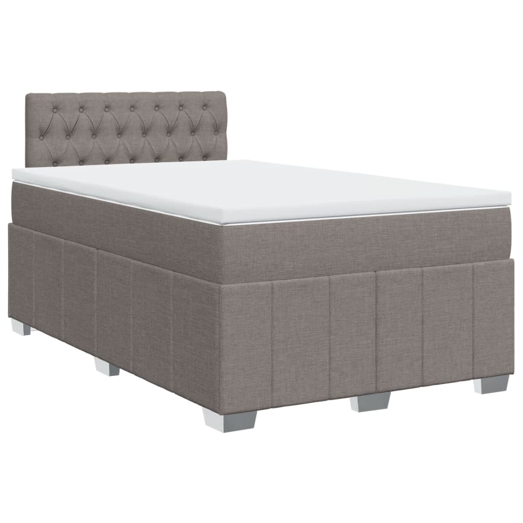 vidaXL Κρεβάτι Boxspring με Στρώμα Taupe 120x190 εκ. Υφασμάτινο