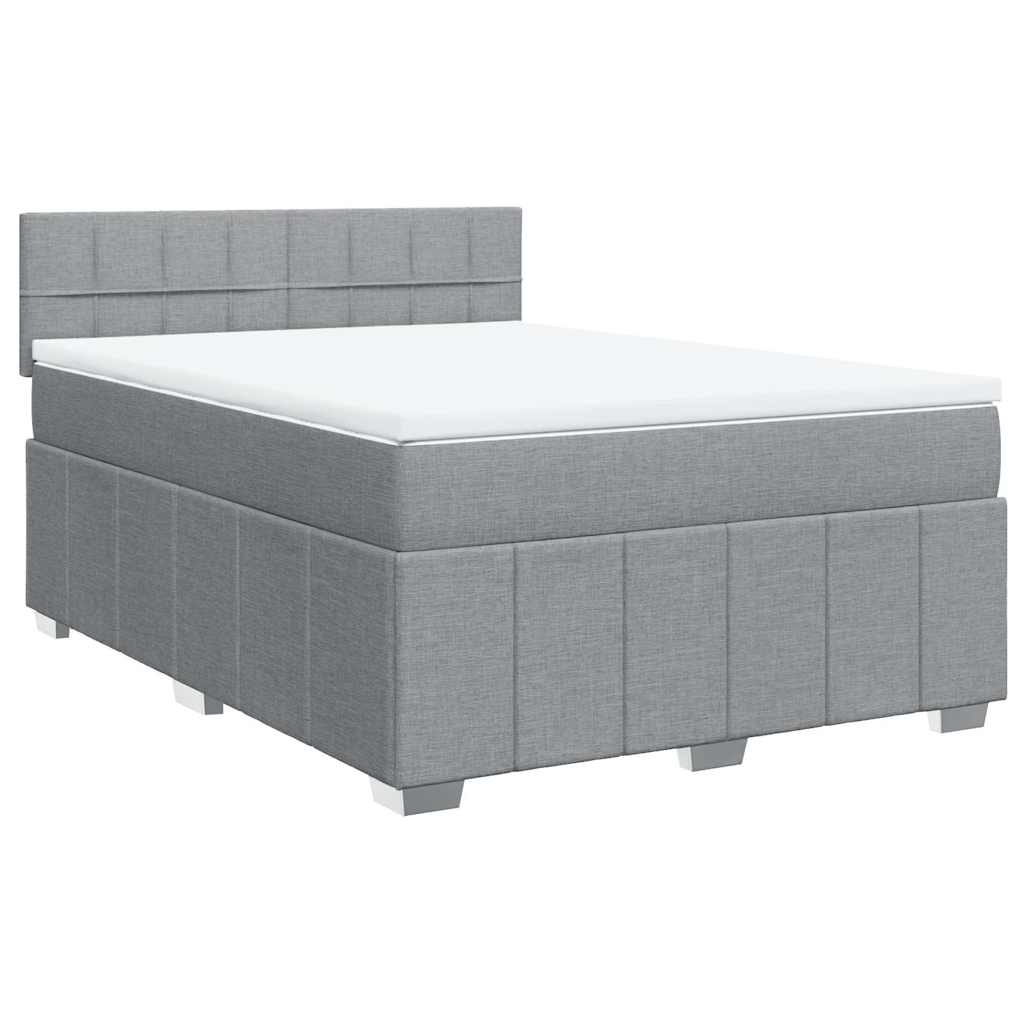 vidaXL Κρεβάτι Boxspring με Στρώμα Ανοιχτό Γκρι 140x190 εκ. Υφασμάτινο